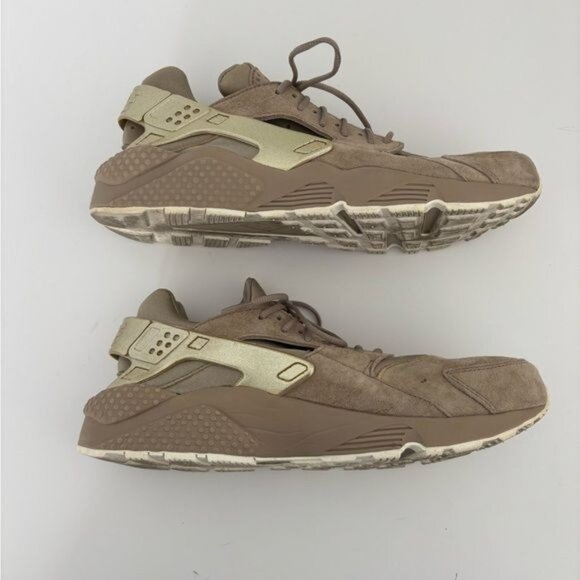 Nike Hurache Men's 10.5 Suede Mesh Taupe & Gold Festival Streetwear Athleisure - Picture 7 of 12